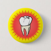 Grappig Rood Wit Extracted Molar Starburst Cartoon Ronde Button 5,7 Cm (Voorkant)