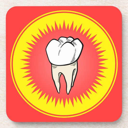 Grappig rood wit geel geëxtraheerd molar starburst bier onderzetter (Voorkant)