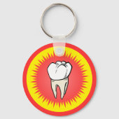 Grappig rood wit geel geëxtraheerd molar starburst sleutelhanger (Voorkant)