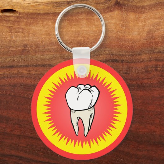 Grappig rood wit geel geëxtraheerd molar starburst sleutelhanger (Voorkant)