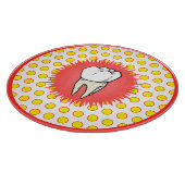 Grappig rood wit geel geëxtraheerd molar starburst snijplank (Hoek)