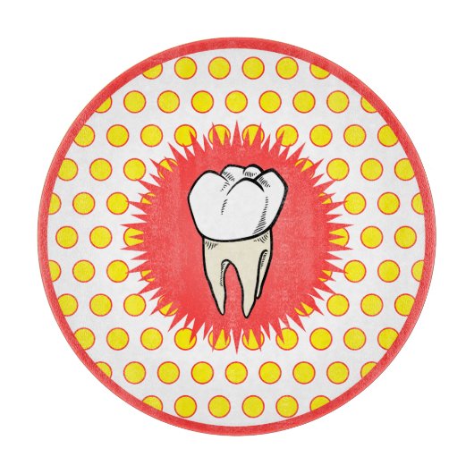 Grappig rood wit geel geëxtraheerd molar starburst snijplank (Voorkant)