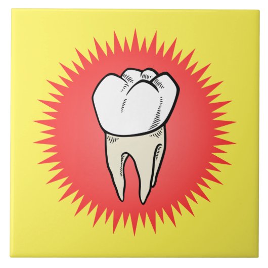 Grappig rood wit geel geëxtraheerd molar starburst tegeltje (Voorkant)