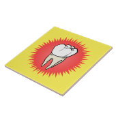 Grappig rood wit geel geëxtraheerd molar starburst tegeltje (Zijkant)