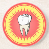 Grappig rood wit geel geëxtraheerd molar starburst zandsteen onderzetter (Voorkant)