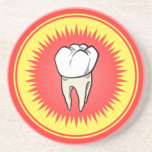 Grappig rood wit geel geëxtraheerd molar starburst zandsteen onderzetter (Voorkant)