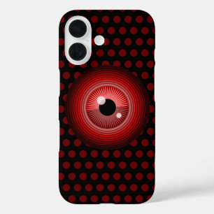 Grappig rood zwart duivel oog magische kunst iPhone 16 hoesje