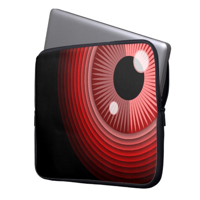 Grappig rood zwart duivel oog magische kunst laptop sleeve (Voorkant Links)