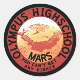 Grappig Rood Zwart Sinaasappel Wit Olympus Highsch Ronde Sticker