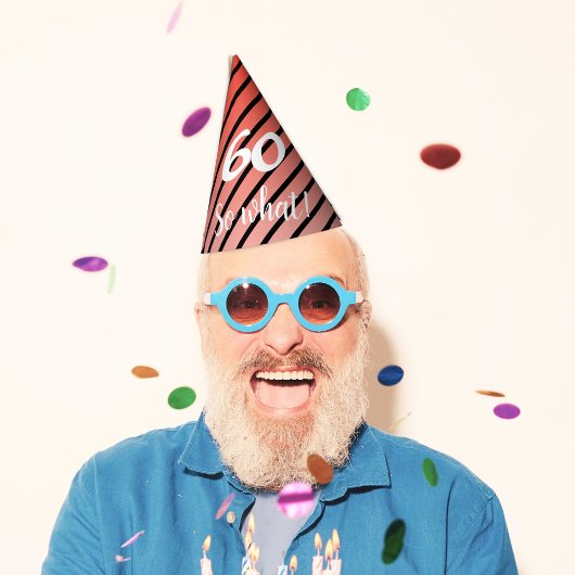 Grappig Rood Zwart Stripe Patroon 60ste Verjaardag Feesthoedjes