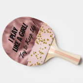 Grappig Roos Gold Chic Play as a Girl Tafeltennisbatje (Zijkant)