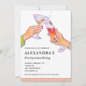 Grappig Roos Gouden Cocktail Champagne 48ste verja Kaart (Voorkant)