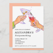 Grappig Roos Gouden Cocktail Champagne 61ste verja Kaart (Voorkant / Achterkant)