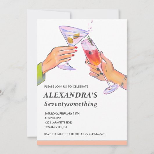 Grappig Roos Gouden Cocktail Champagne 72ste verja Kaart (Voorkant)