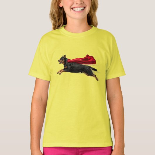 Grappig Rottweiler Superhelden Kinder T-Shirt (Voorkant)