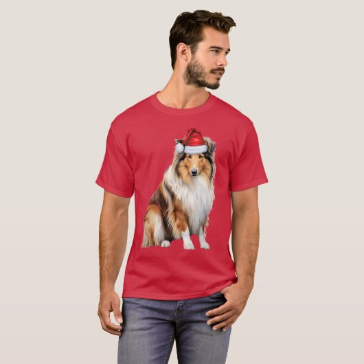 Grappig Rough Collie Hondenliefhebber Kerst T-shirt (Voorkant volledig)