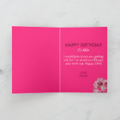 Grappig Roze Bloemen Foto Zuster 50ste verjaardag Kaart (Binnen)