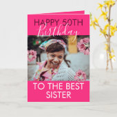 Grappig Roze Bloemen Foto Zuster 50ste verjaardag Kaart (Gele Bloem)