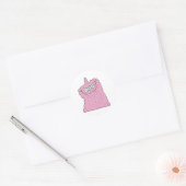 grappig roze drie-ogig monster ronde sticker (Envelop)