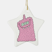grappig roze driekleurig monster keramisch ornament (Rechts)