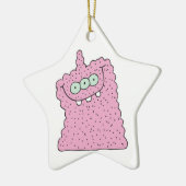 grappig roze driekleurig monster keramisch ornament (Links)