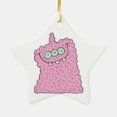 grappig roze driekleurig monster keramisch ornament (Achterkant)