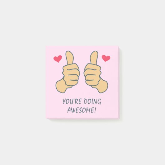 Grappig roze duimen omhoog Geweldige Motivatie doe Post-it® Notes (Voorkant)