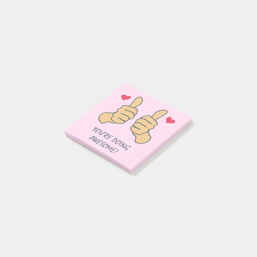 Grappig roze duimen omhoog Geweldige Motivatie doe Post-it® Notes (Schuin)