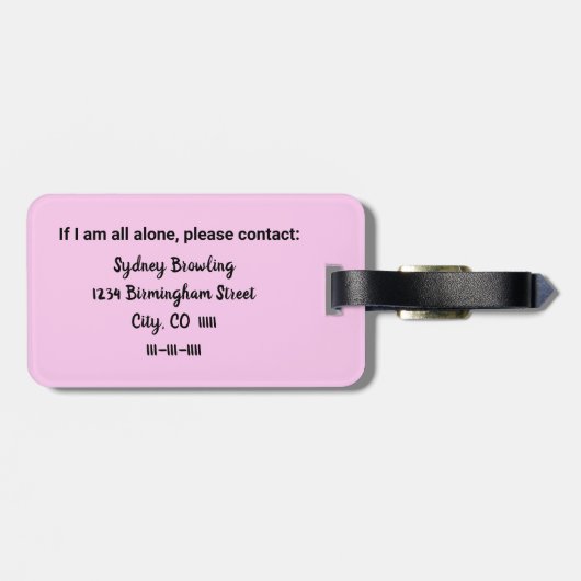 Grappig roze en goud, laat me alsjeblieft niet ach bagagelabel (Achterkant horizontaal)