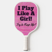 Grappig roze en zwart spelen als een meisje pickleball paddle (Achterkant)