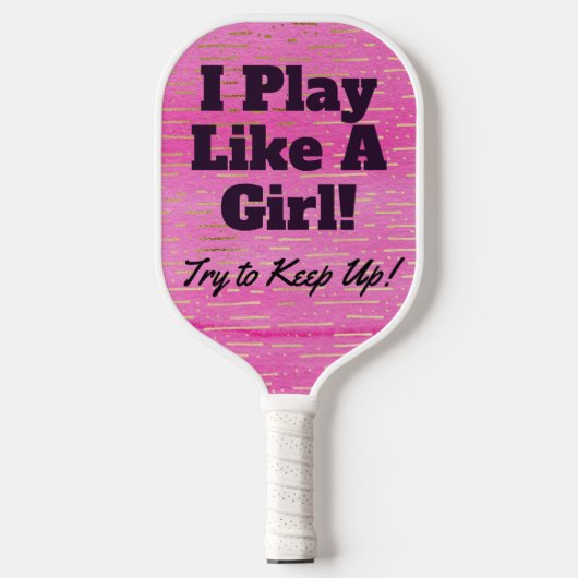Grappig roze en zwart spelen als een meisje pickleball paddle (Voorkant)