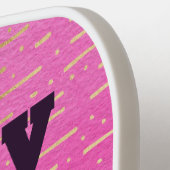 Grappig roze en zwart spelen als een meisje pickleball paddle (Links Detail)