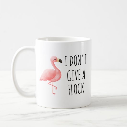 Grappig Roze Flamingo Ik geef geen Flock Beach cad Koffiemok (Links)