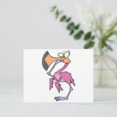 grappig roze flamingo met mond-en-klauwzeer briefkaart (Staand voorkant)