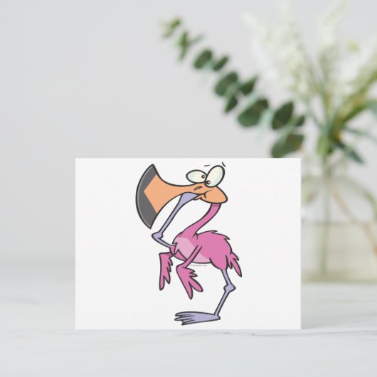 grappig roze flamingo met mond-en-klauwzeer briefkaart (Staand voorkant)