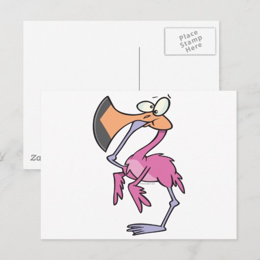 grappig roze flamingo met mond-en-klauwzeer briefkaart (Voorkant / Achterkant)