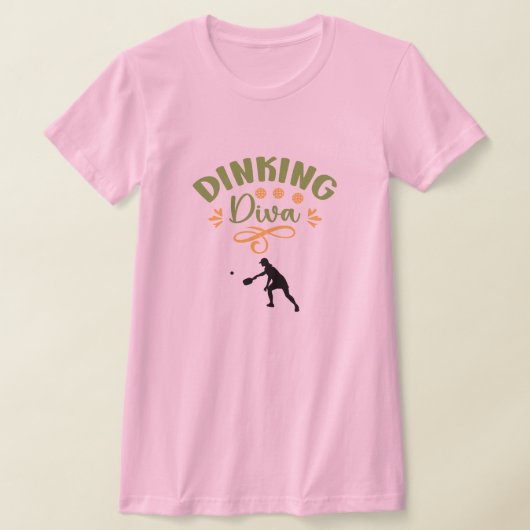 Grappig Roze Groen Sinaasappel Dinking Diva Pickle T-shirt (Laagn)