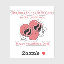 Grappig Roze Hart ,Happy Valentijnsdag Sticker
