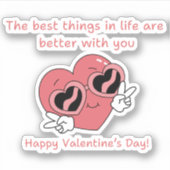 Grappig Roze Hart ,Happy Valentijnsdag Sticker (Voorkant)