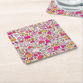 grappig roze kartonnen onderzetters (Schuin)