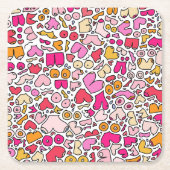 grappig roze kartonnen onderzetters (Voorkant)