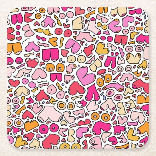 grappig roze kartonnen onderzetters (Voorkant)