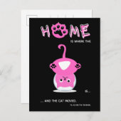 Grappig roze kat in de viskom is verplaatst aankondigingskaart (Voorkant / Achterkant)