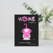 Grappig roze kat in de viskom is verplaatst aankondigingskaart (Staand voorkant)