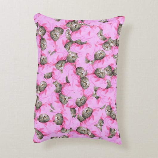Grappig Roze Kattenpatroon Accent Kussen (Achterkant (Verticaal))