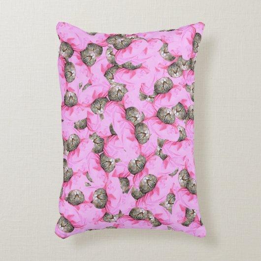 Grappig Roze Kattenpatroon Accent Kussen (Voorkant(Verticaal))