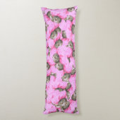 Grappig Roze Kattenpatroon Lichaamskussen (Achterkant (Verticaal))