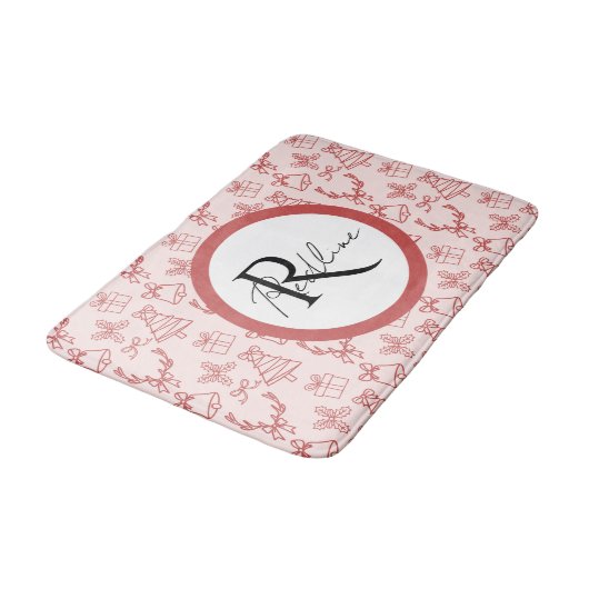 Grappig roze monogram badmat (Gekanteld)