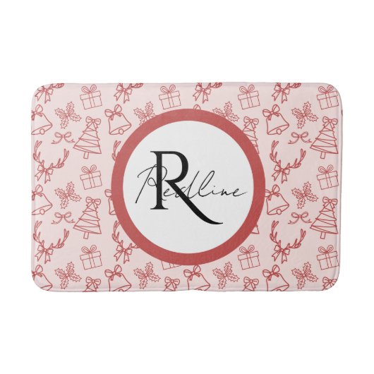 Grappig roze monogram badmat (Voorkant)