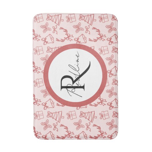 Grappig roze monogram badmat (Voorkant Verticaal)